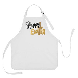 Happy Easter Apron: Cotton Poly Blend Cooking Apron