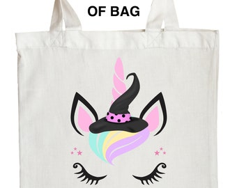 Personalisierte Einhorn Halloween Süßes oder Saures Tasche: Doppelseitige Beutetasche