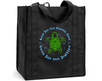 Save the Turtles Reusable Shopping Bag, Sea Life Tote
