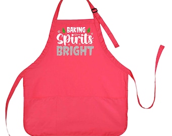 Baking Spirits Bright Christmas Apron, Baking Spirits Bright Apron, Christmas Apron, Christmas Baking Gift