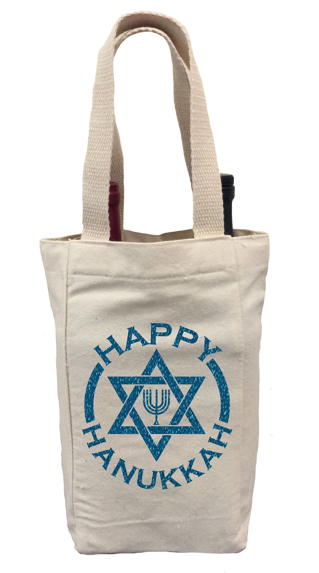 Pattern Print Hanukkah Leather Tote Bag