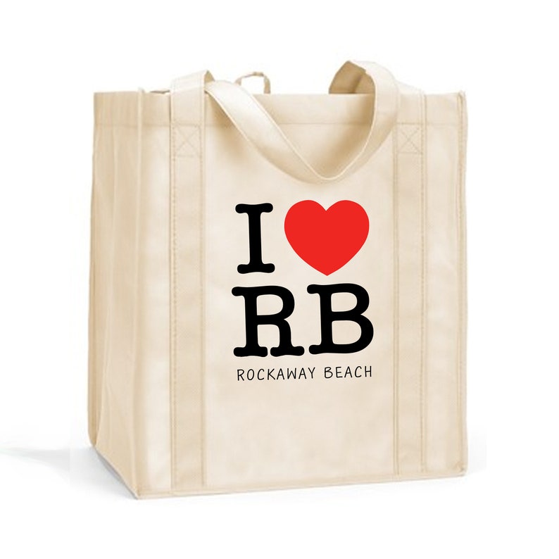 Custom Reusable Shopping Bag, Personalized Reusable Grocery Bag, I Love My City Shopping Bag, I Love Reusable Shopping Tote, I Love Grocery Cream