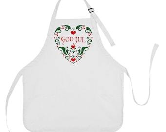 God Jul Scandinavian Christmas Apron, Cotton Poly Blend