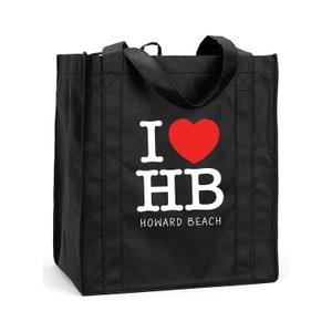 Custom Reusable Shopping Bag, Personalized Reusable Grocery Bag, I Love My City Shopping Bag, I Love Reusable Shopping Tote, I Love Grocery Black