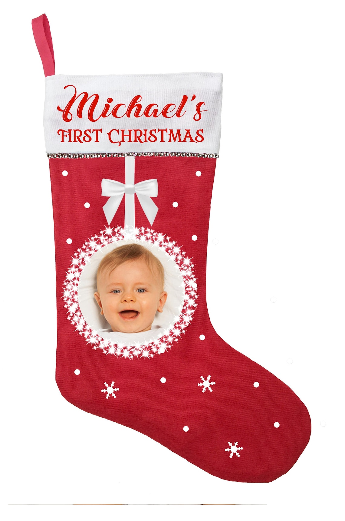 First Christmas Stocking With Photo Baby's First Etsy
