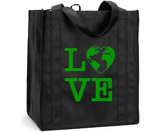 Love the Earth Reusable Shopping Bag, Love Earth Reusable Shopping Tote, Love the Earth Bag, Love the Earth Grocery Bag, Love the Earth Bag
