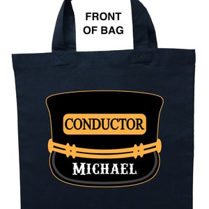 Bolsa de truco o trato para conductores, bolsa personalizada para conductores de trenes Halloween, bolsa de botín para conductores