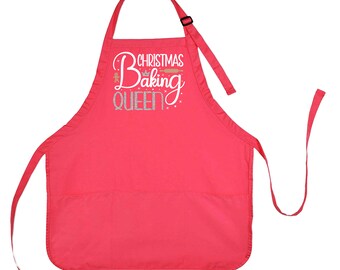 Christmas Baking Queen Apron, Christmas Queen Apron, Christmas Apron, Christmas Baking Gift