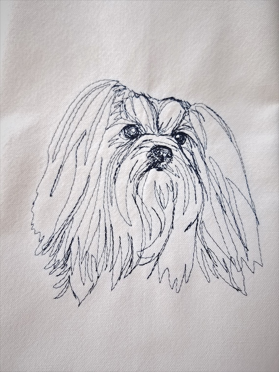 Maltese on Solid WheatLt Brown Tea Towel Embroidered Dog