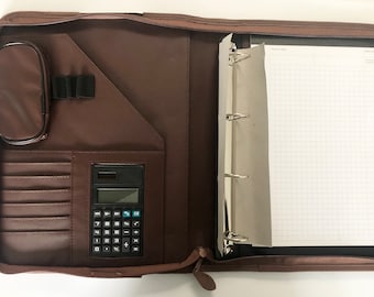 Ring binder folder A4 imitation leather brown