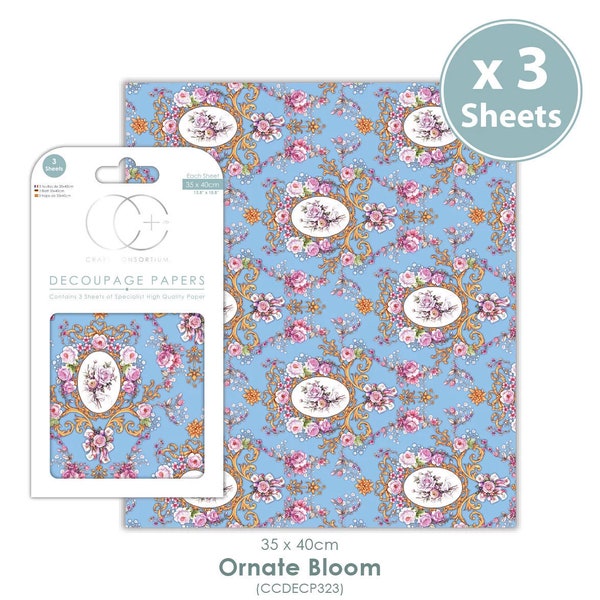 Decoupagepapier Craft Consortium 3er Set Orante Bloom 35x40 cm