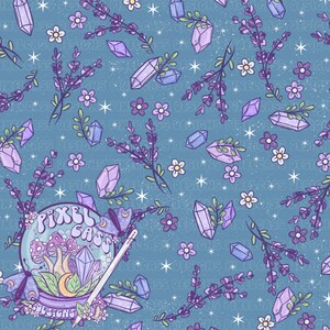 Lavender Vibes Floral Blue Lagoon | Seamless File, Surface Pattern, Fabric Design