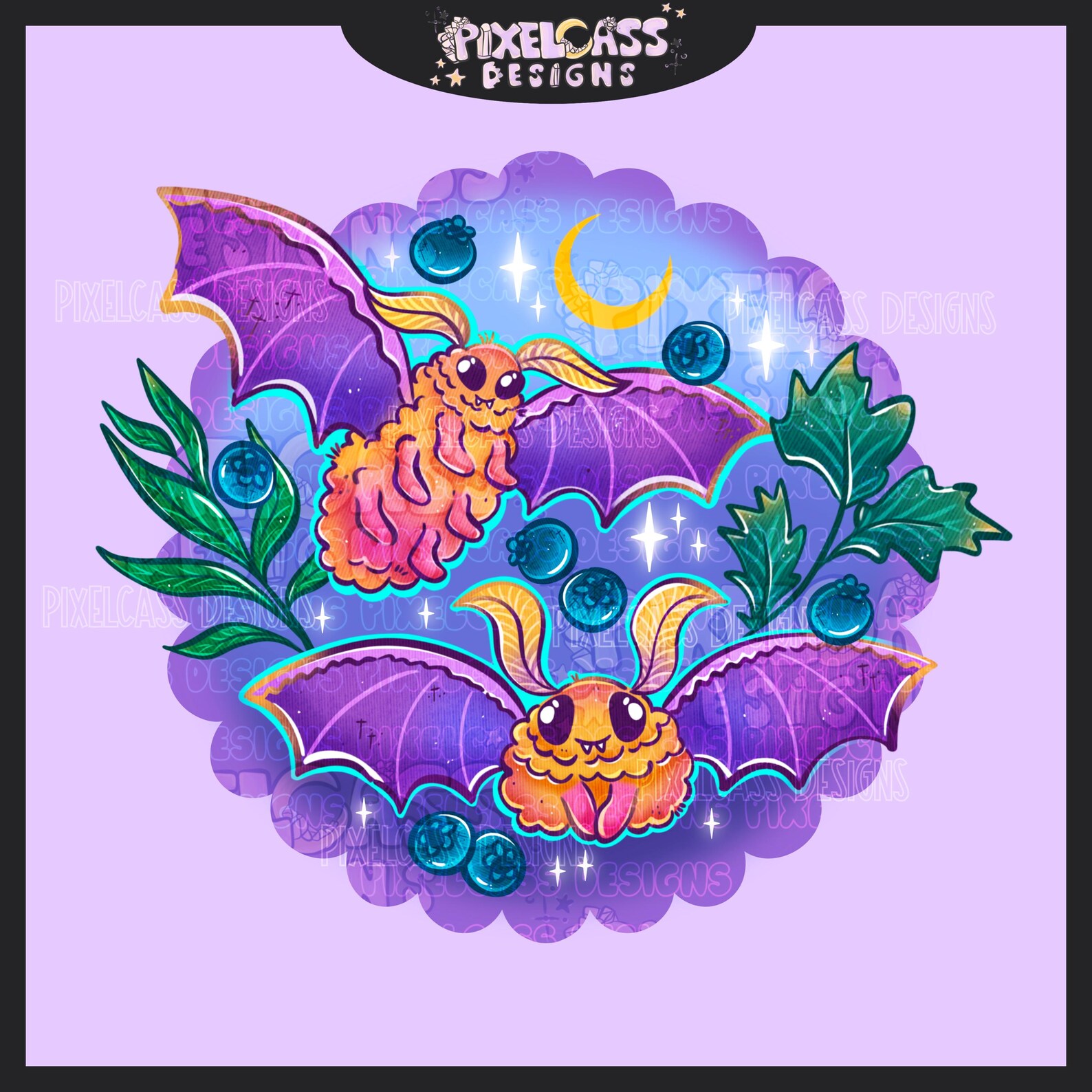 Rosy Maple Bats SUBLIMATION PNG Fruity Moon Spooky Celestial Cuties Etsy