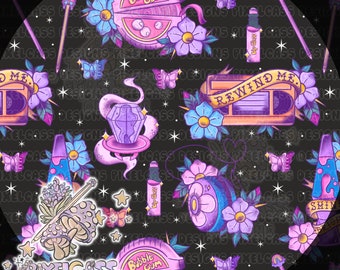 Nostalgia 90's Tattoo Flash | Seamless File, Surface Pattern, Fabric Design