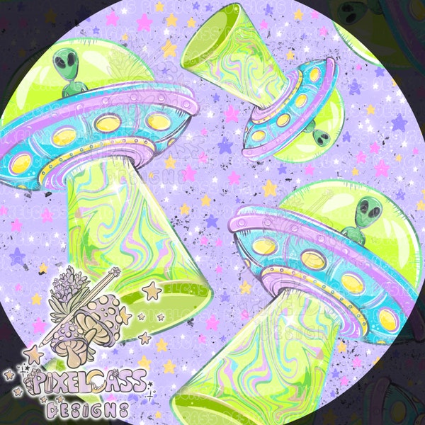 Pastel Alien UFO's Space | Seamless File, Surface Pattern, Fabric Design