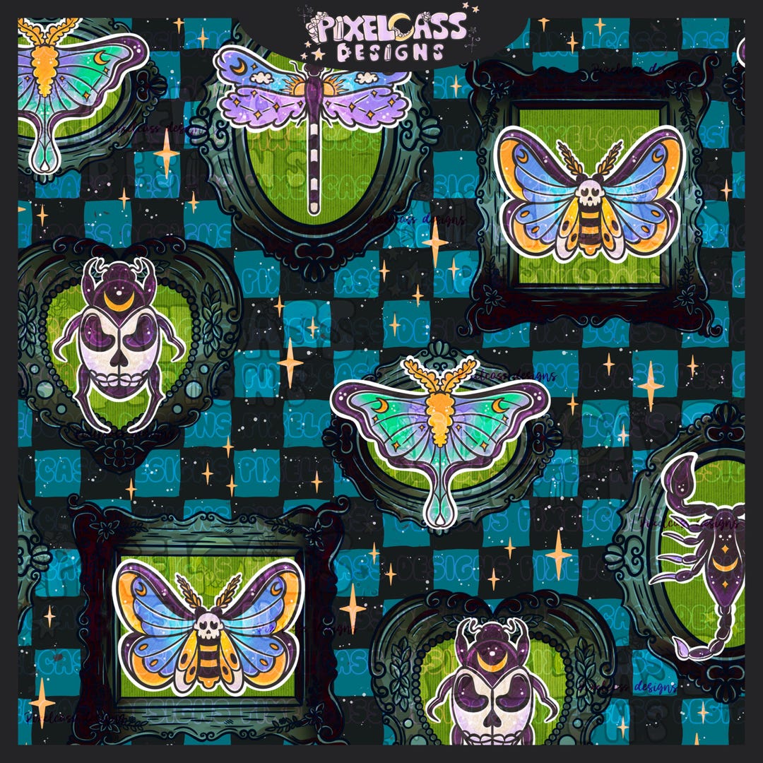 Bug Theme Frame Jewel Bug Oddity Frames | Seamless File, Surface Pattern, Fabric Design ...