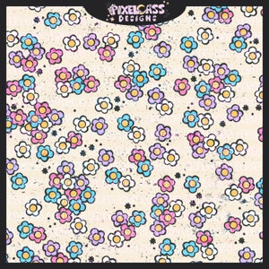 Dainty Colorful Spring Daisies| Seamless File, Surface Pattern, Fabric Design