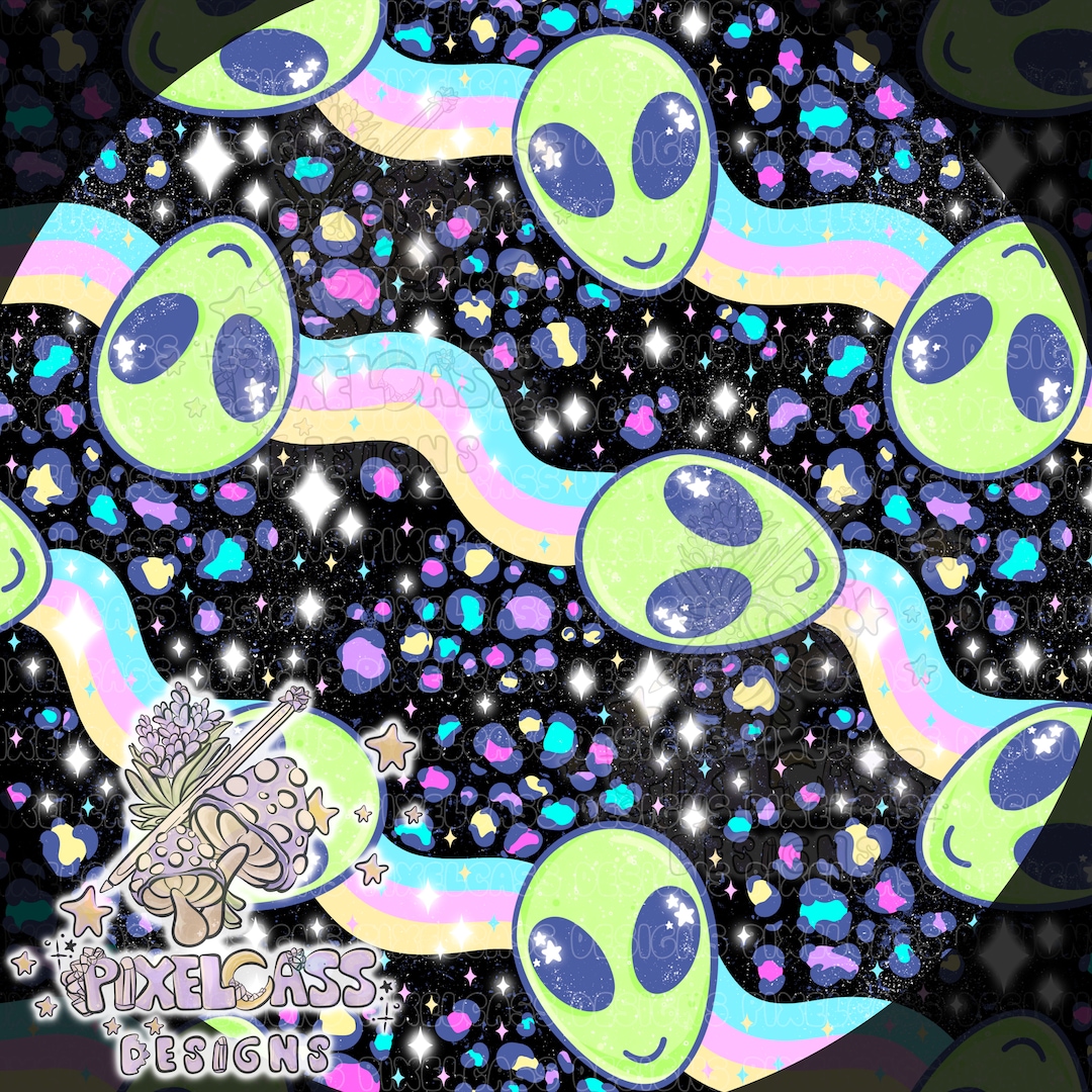 Alien Rainbow Groovy Vibes | Seamless File, Surface Pattern, Fabric ...