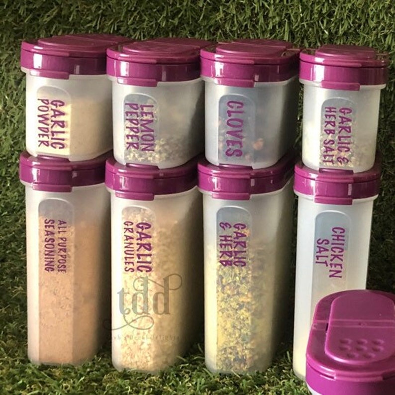 Tupperware spice labels containers rack seasoning Etsy