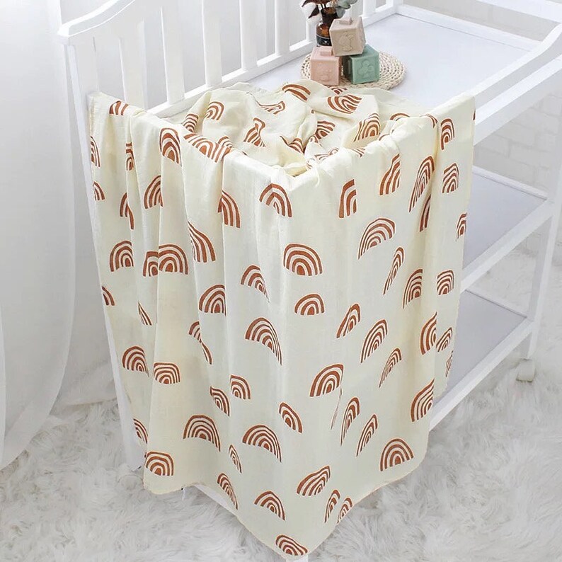 Organic Bamboo Earth Tone Boho Muslin Baby Swaddle Blanket Etsy