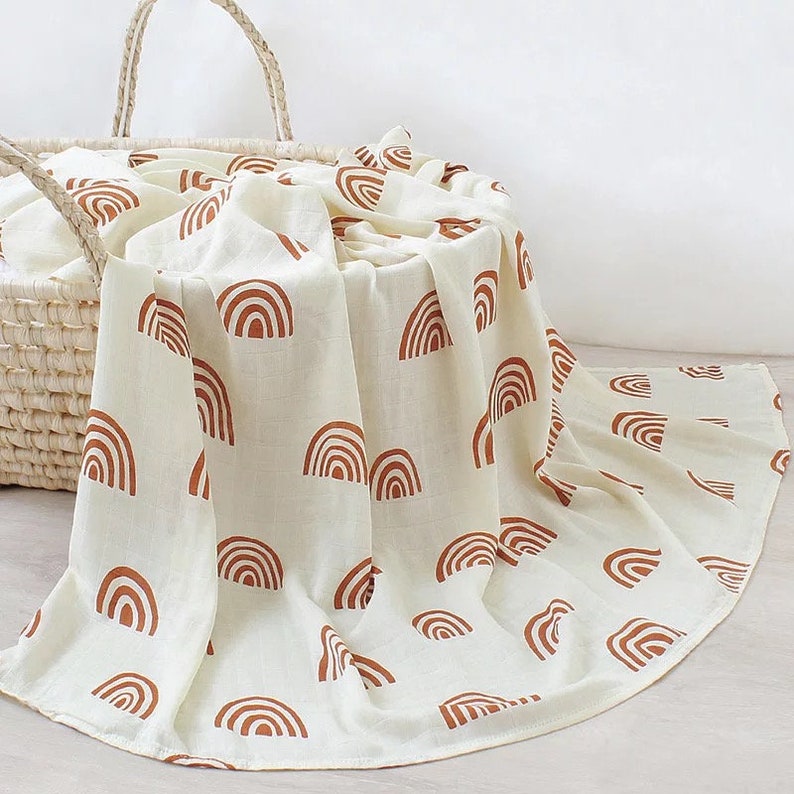 Organic Bamboo Earth Tone Boho Muslin Baby Swaddle Blanket Etsy