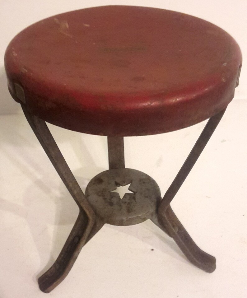 Vintage Starline Metal Milk Stool with STAR early 1900s Excellent Antique Condition
