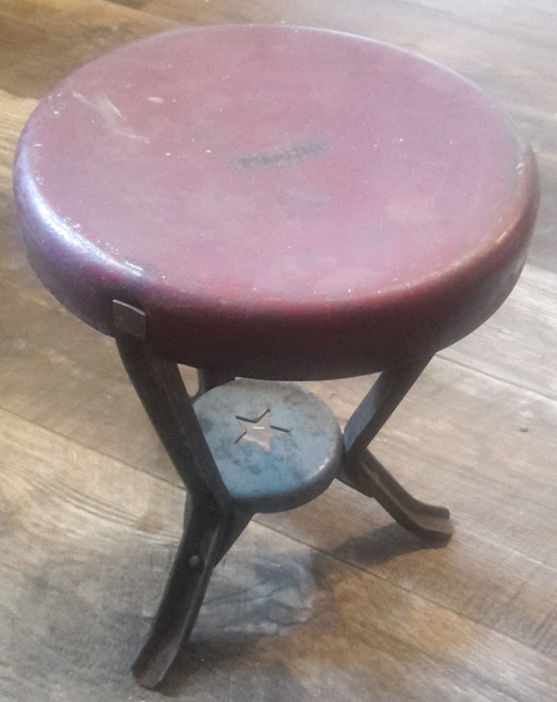 Vintage Starline Metal Milk Stool with STAR early 1900s Excellent Antique Condition