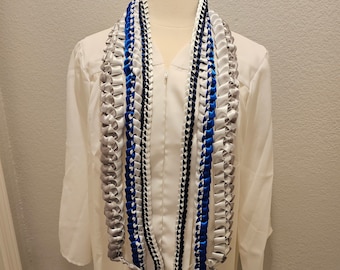 Graduation Ribbon Lei: Custom School Colors, Braided Satin Accessory