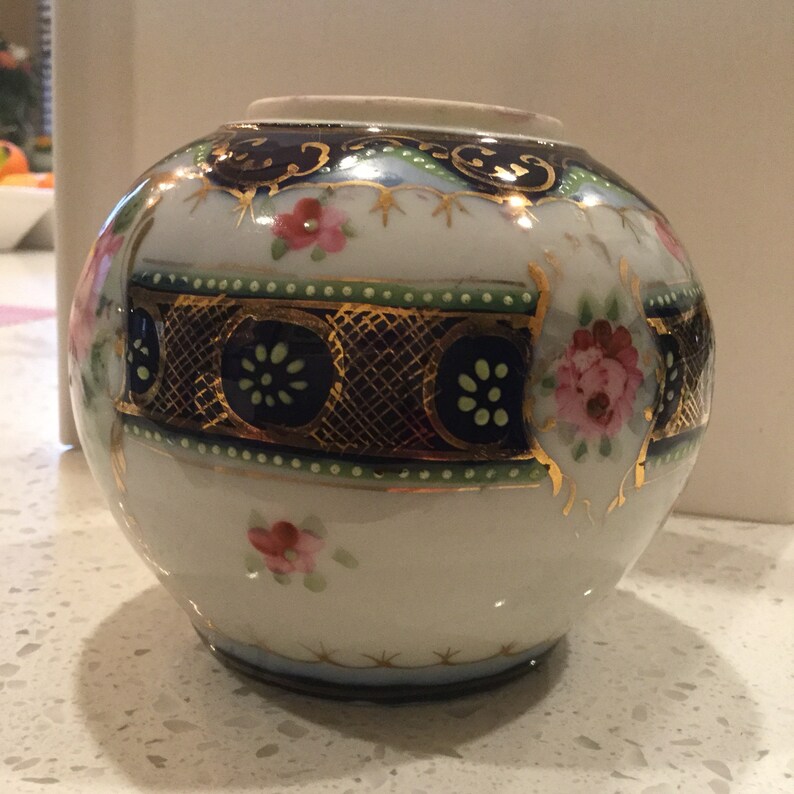 Antique handpainted porcelain Cloisonne Ginger Jar