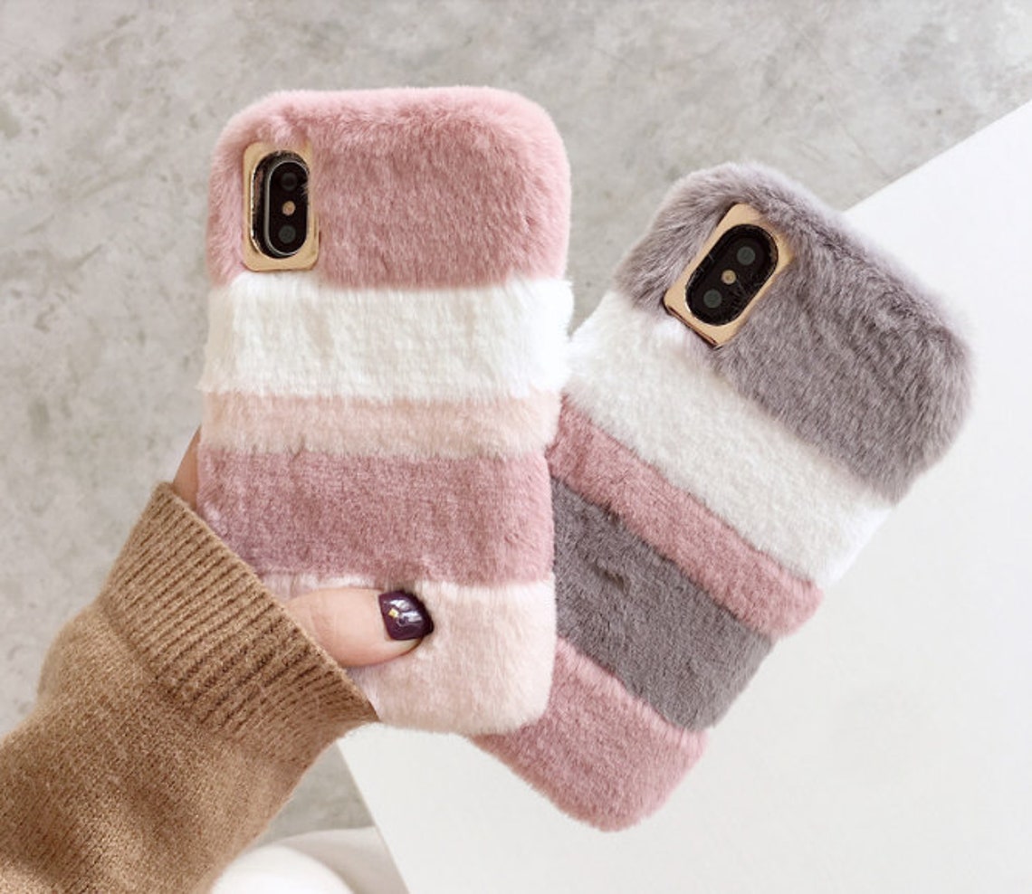 Cute Fluffy Fur Phone Case Fashion Soft TPU Back Phone Cover Etsy