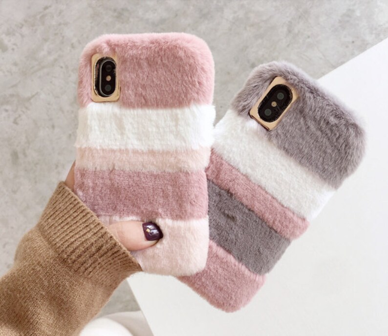 Cute Fluffy Fur Phone Case Fashion Soft TPU Back Phone Cover Etsy
