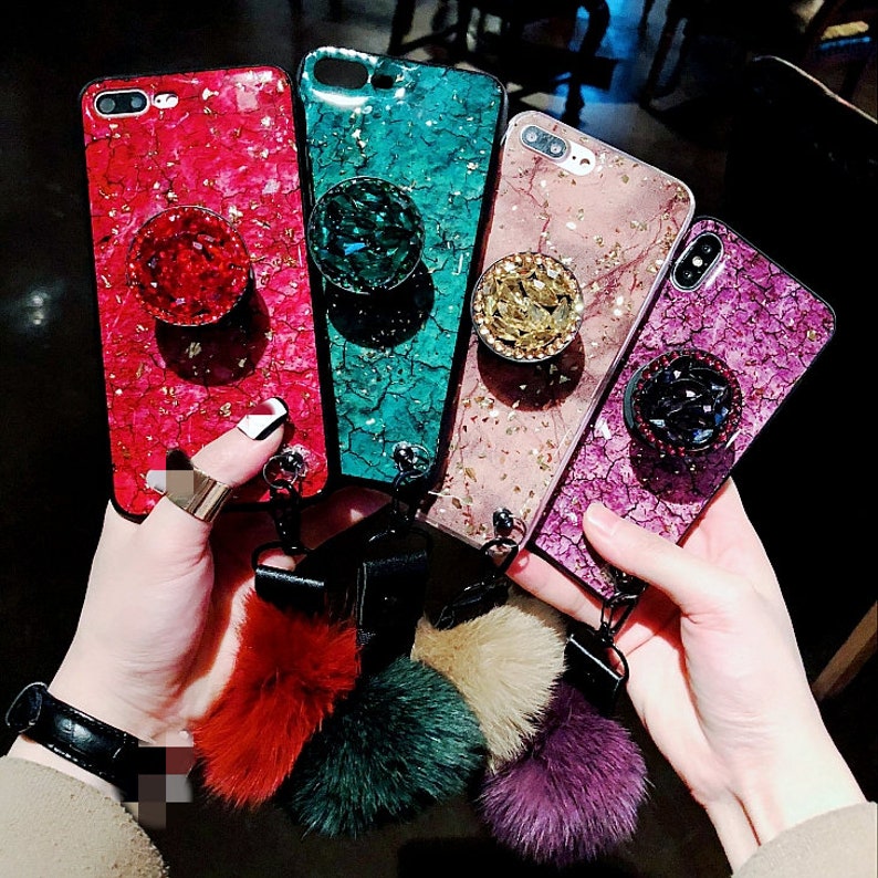 Bling Crystals Diamonds Phone Case with Kickstand Fluffy Etsy
