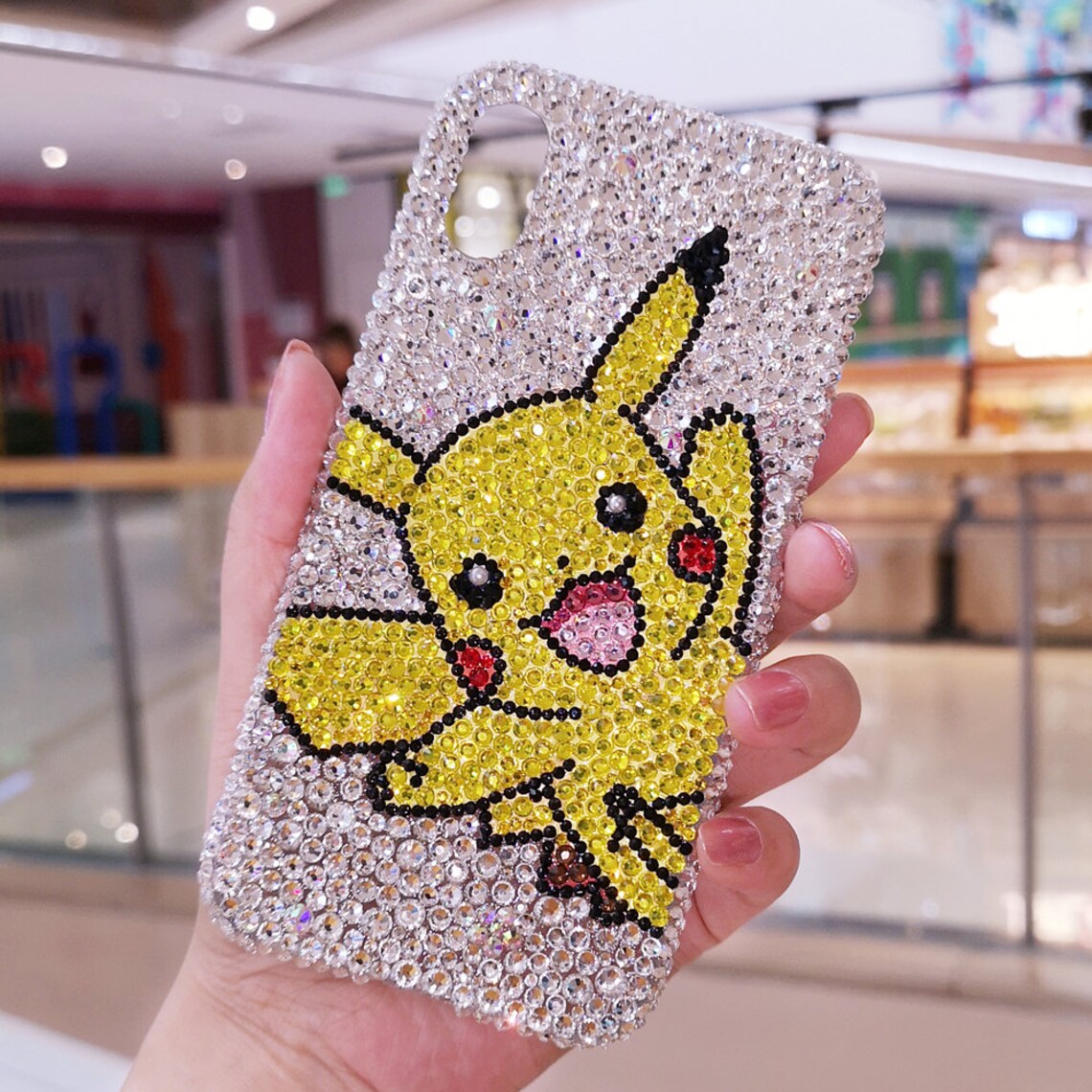 Bling Luxurious Rhinestone Gemstone Pikachu Phone Case Etsy