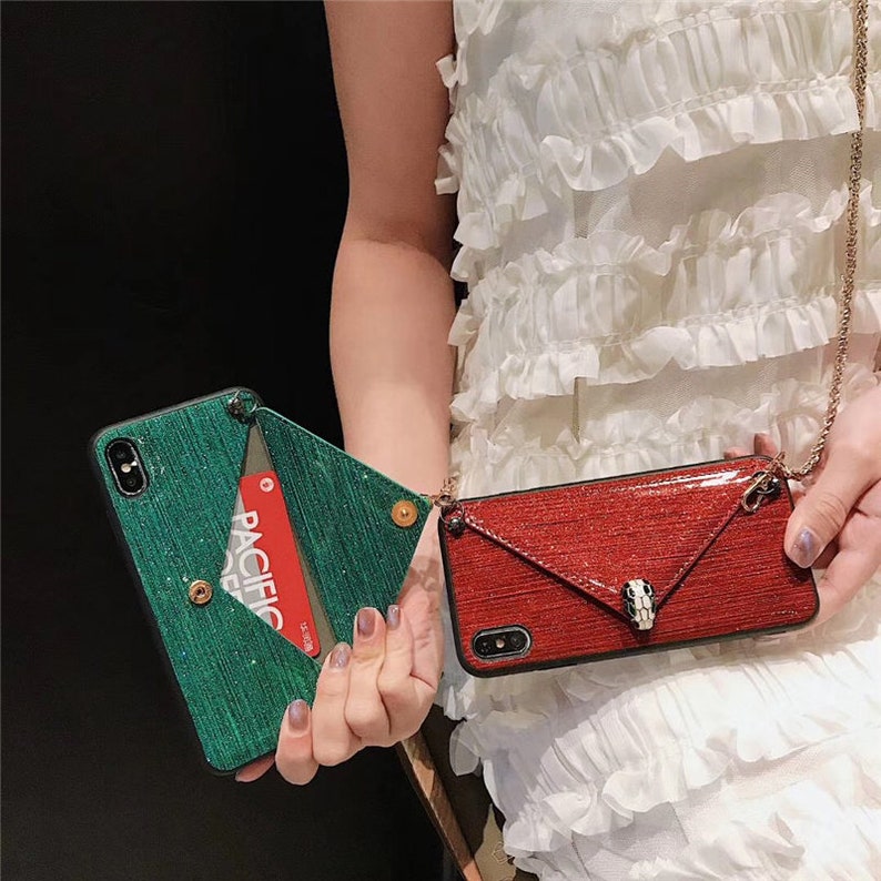 Bling Luxury Wallet Card Holder Phone Case Crossbody Strap Etsy