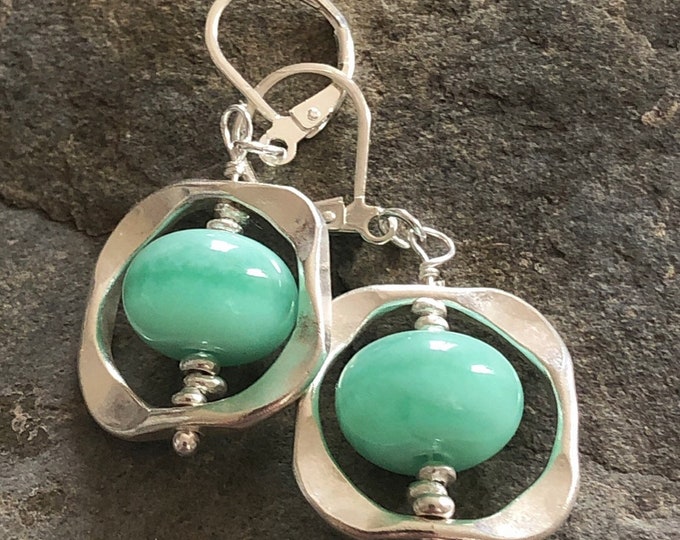 Hill Tribe Silver and Handmade Glass Bead DangleDrop Earrings with Sterling Silver Ear Wires