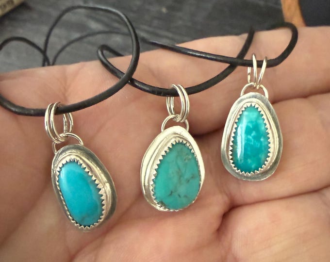Sonoran Gem Turquoise Sterling Silver Pendant Necklace - Genuine Mexican Turquoise - Handmade