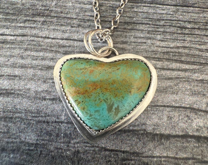Tyrone Turquoise Heart Pendant Necklace | Sterling Silver | 18” Chain