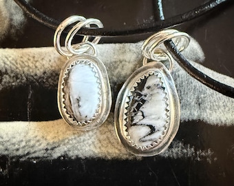 White Buffalo Pendant - Sterling Silver Necklace - Oval or Teardrop - Handmade