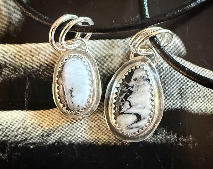 White Buffalo Pendant - Sterling Silver Necklace - Oval or Teardrop - Handmade