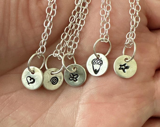 Petite Stamped Sterling Silver Charm Necklaces - Multiple Options