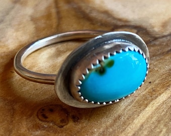 Sierra Nevada Turquoise Ring - Minimalist Ring - Boho Style Ring - Sterling Silver - Artisan Made - Size US7