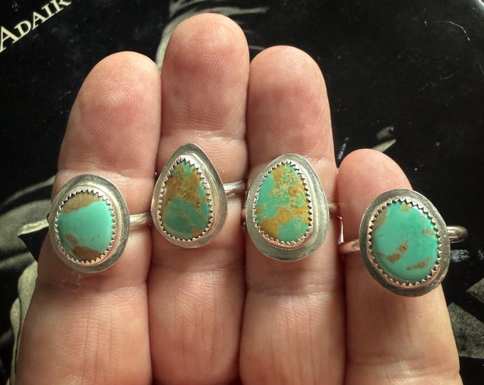 Green Sonoran Gem Turquoise and Sterling Silver Rings - Multiple Options