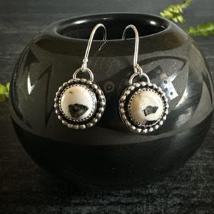 White Buffalo Beaded Dangle Earrings - Sterling Silver