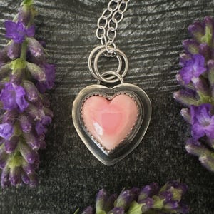 Pink Queen Conch Heart Necklace - Sterling Silver