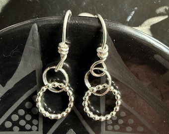 Sterling Silver Double Hoop Dangle Earrings