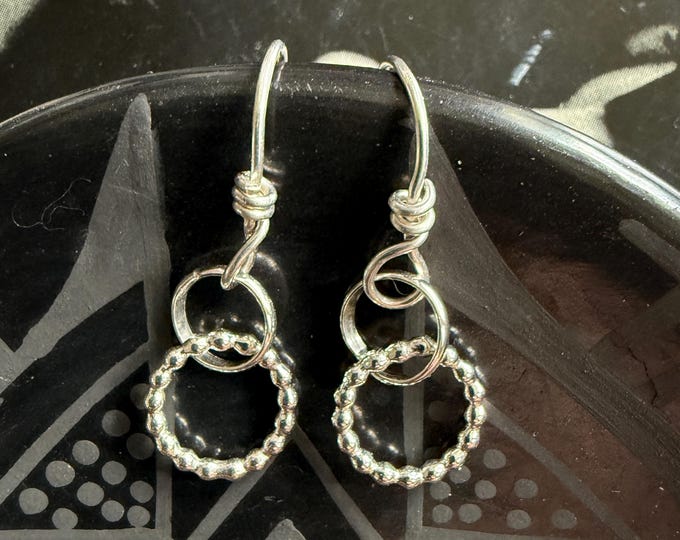 Sterling Silver Double Hoop Dangle Earrings