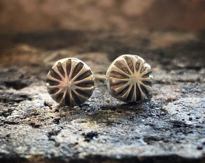 Minimalist Petite Starburst Sterling Silver Earrings - Post/Stud - Handmade - Recycled Silver