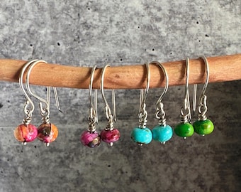 Sterling Silver Beaded Dangle Earrings - Multiple Options