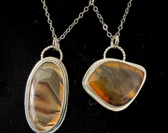 Montana Agate Pendant Necklace - Sterling Silver - Multiple Options