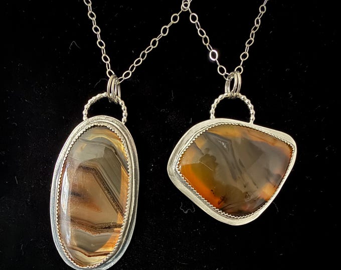 Montana Agate Pendant Necklace - Sterling Silver - Multiple Options